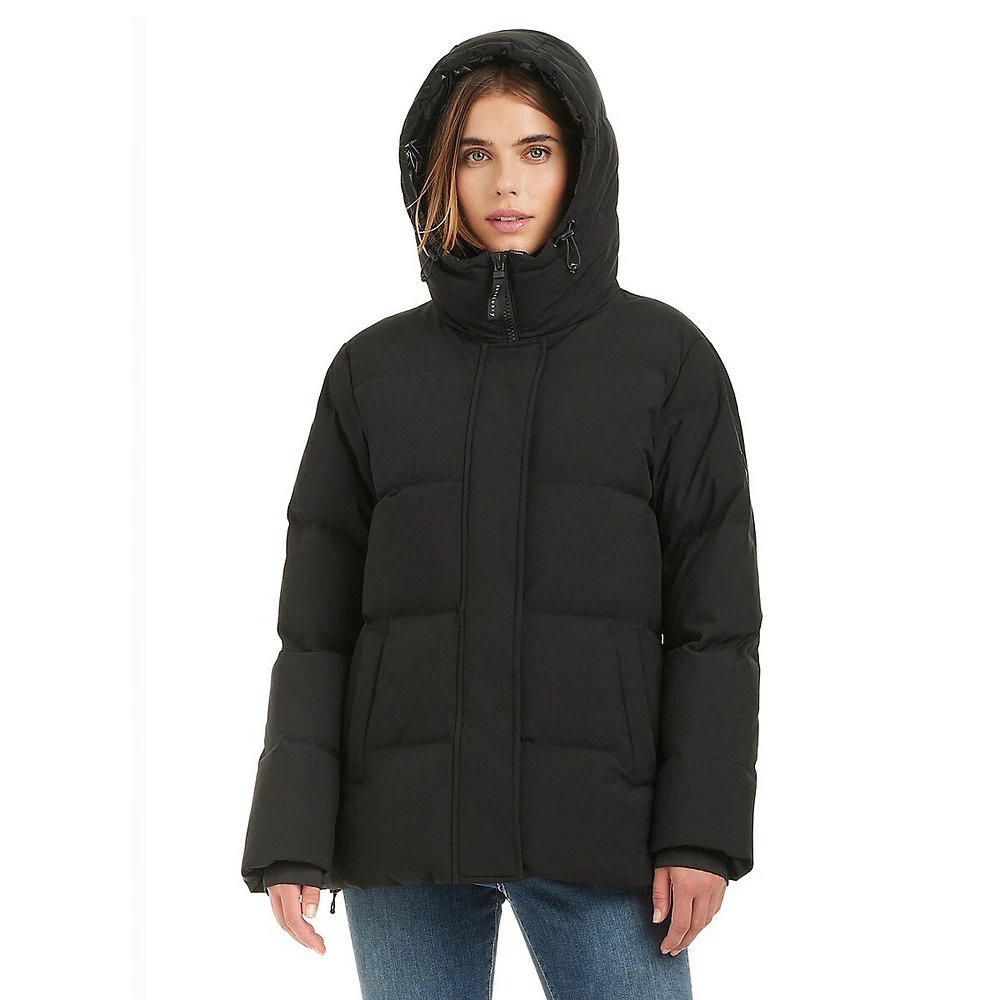 Lindsay Channel-Quilted Down Parka