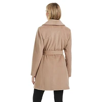 Olivia Removable Faux Fur-Collar Wrap Coat