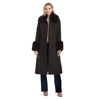 Sophie Wool-Blend Detachable Faux Fur-Trim Midi Coat