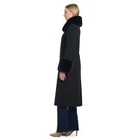 Sophie Wool-Blend Detachable Faux Fur-Trim Midi Coat