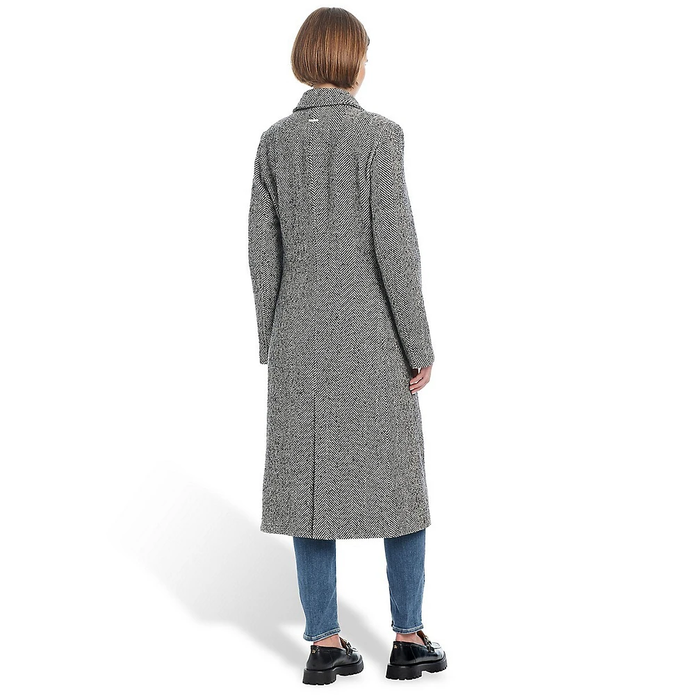 Manteau long à simple boutonnage en laine mélangée Celine