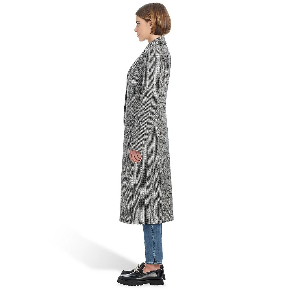 Manteau long à simple boutonnage en laine mélangée Celine