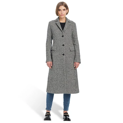 Manteau long à simple boutonnage en laine mélangée Celine