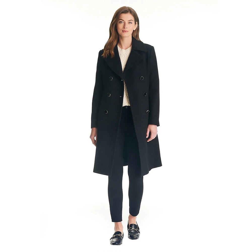 Wool-Blend Double-Breasted Coat