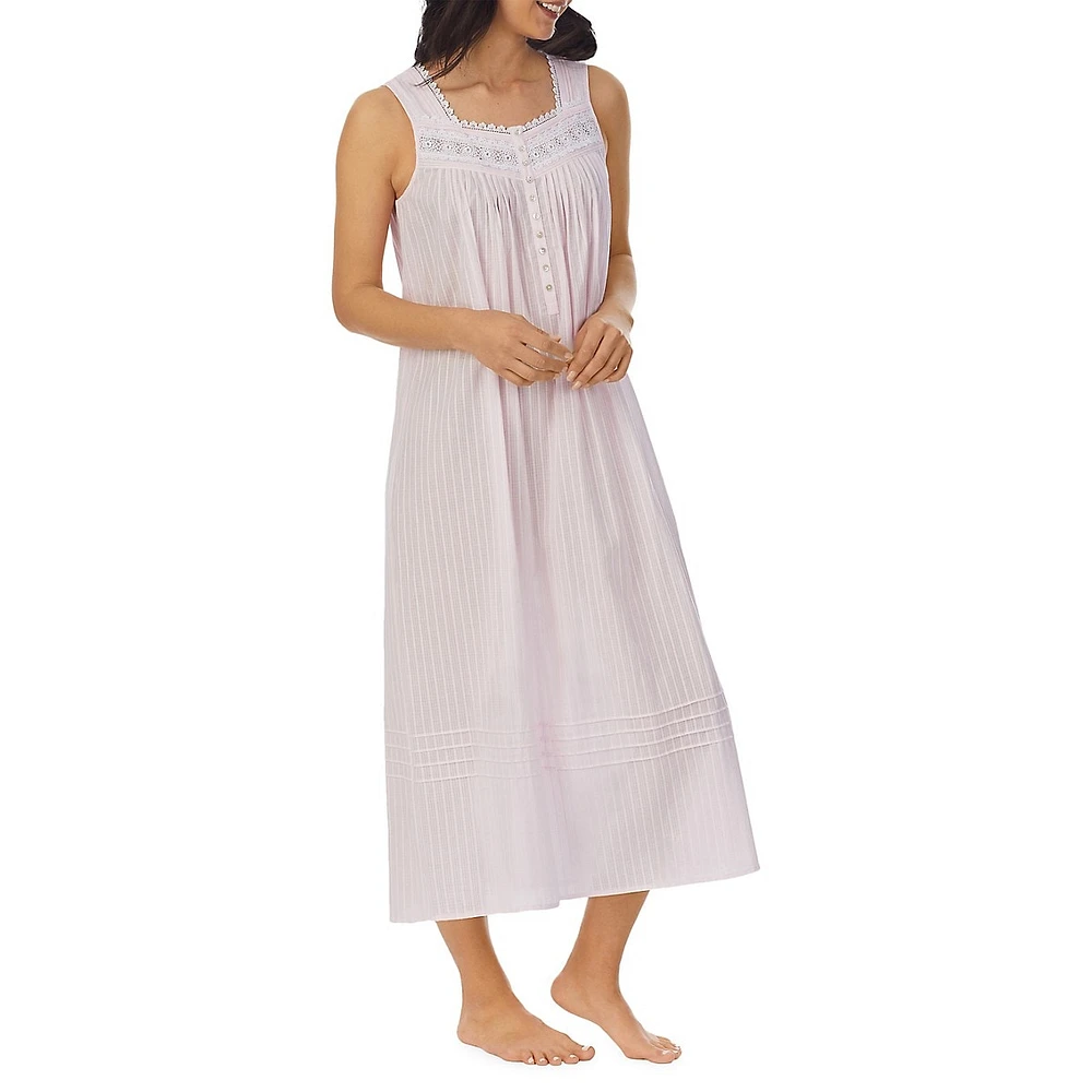 Stripe Cotton-Dobby Ballet Nightgown