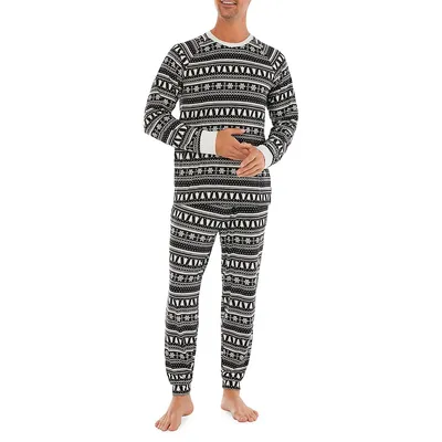 2-Piece Xmas Print Long-Sleeve T-Shirt & Joggers Pyjama Set