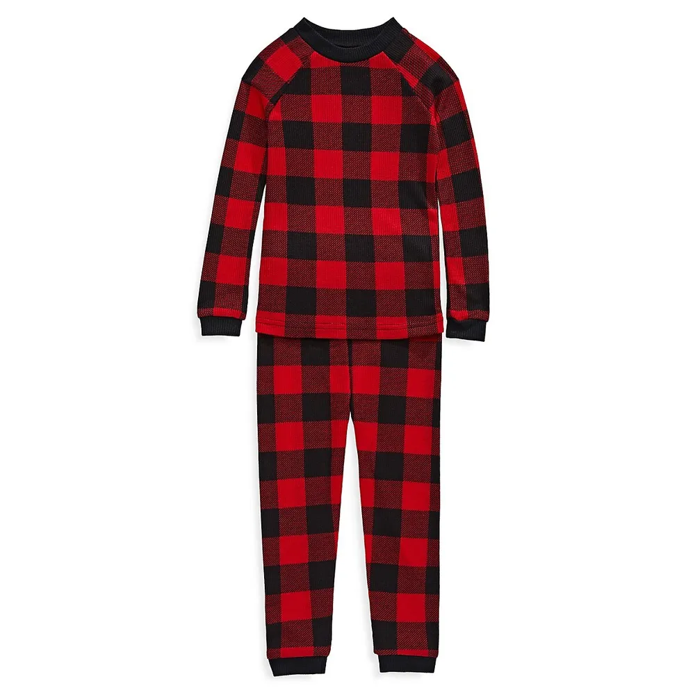 Pajamarama Kid's 2-Piece Buffalo Check Jogger Pyjama Set