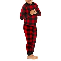 Little Kid's 2-Piece Buffalo Check Jogger Pyjama Set