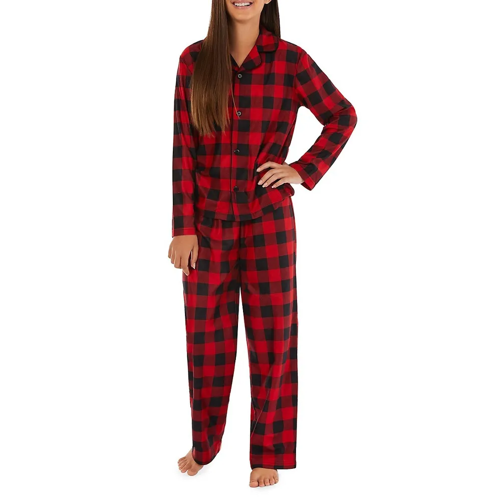 Little Girl's & 2-Piece Buffalo Check Pyjama Set