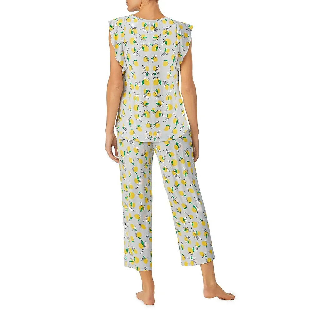 Ensemble pyjama 2 pièces à imprimé de citron et pantalon court