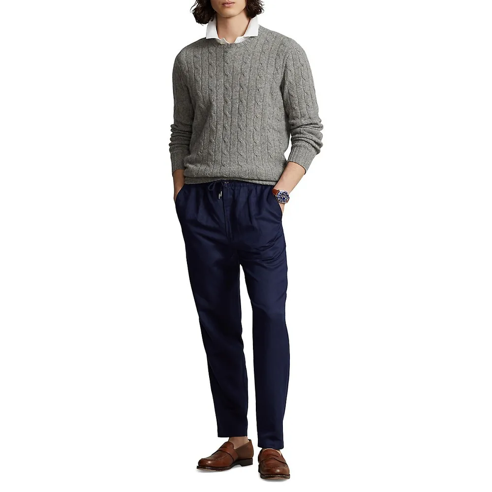 Slim-Fit Linen-Blend Polo Prespter Pants