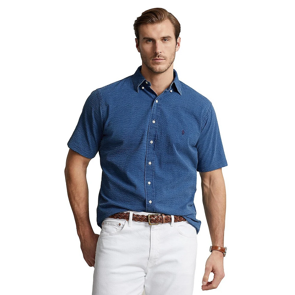 Big & Tall Short-Sleeve Seersucker Shirt