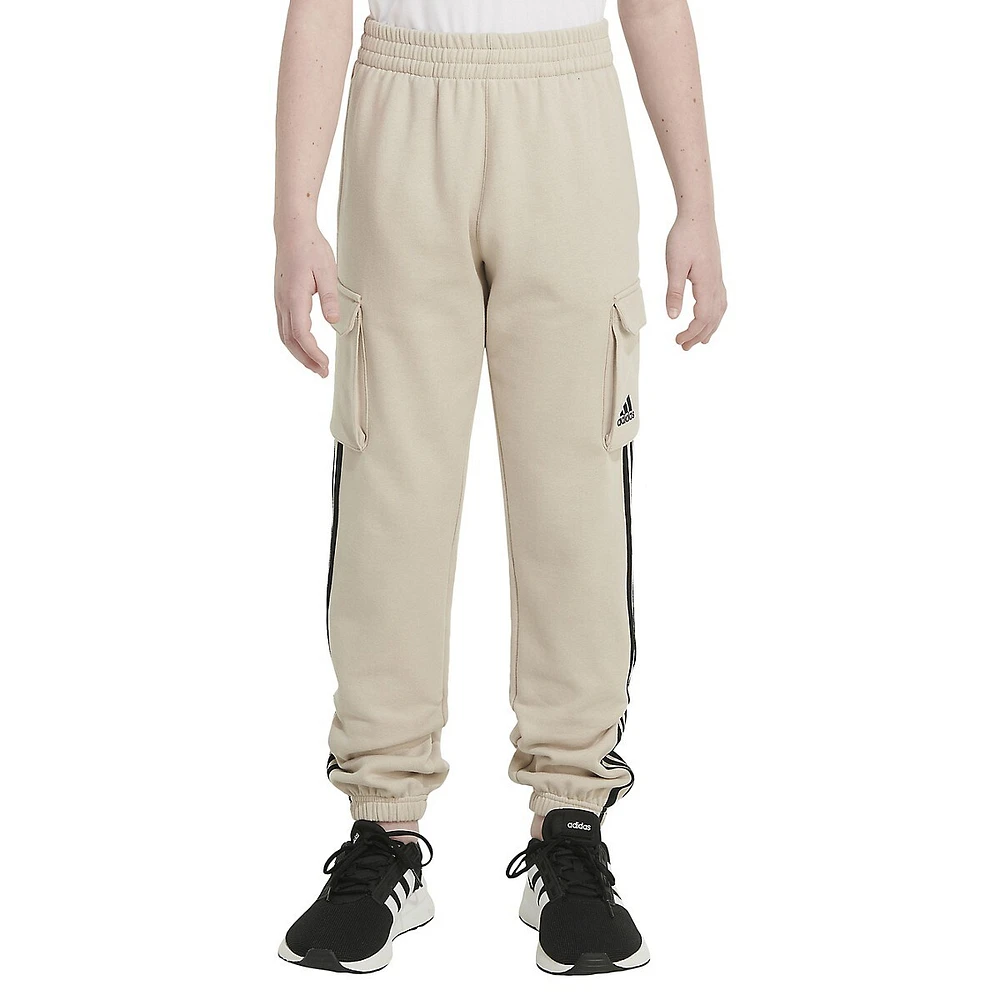 Boy's 3-Stripes Fleece Cargo Joggers