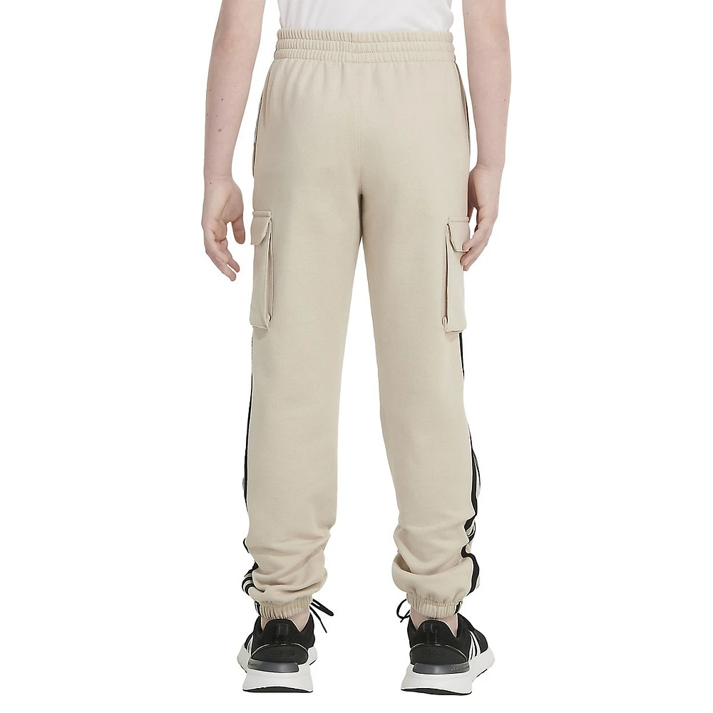 Boy's 3-Stripes Fleece Cargo Joggers