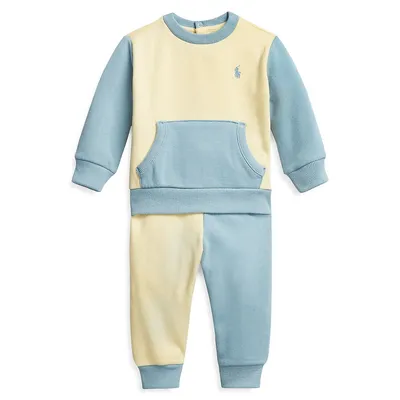 Chandail en molleton aux couleurs contrastées et pantalon d'entraînement pour bébé garçon, deux pièces