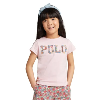 T-shirt en jersey de coton avec logo pour petite fille