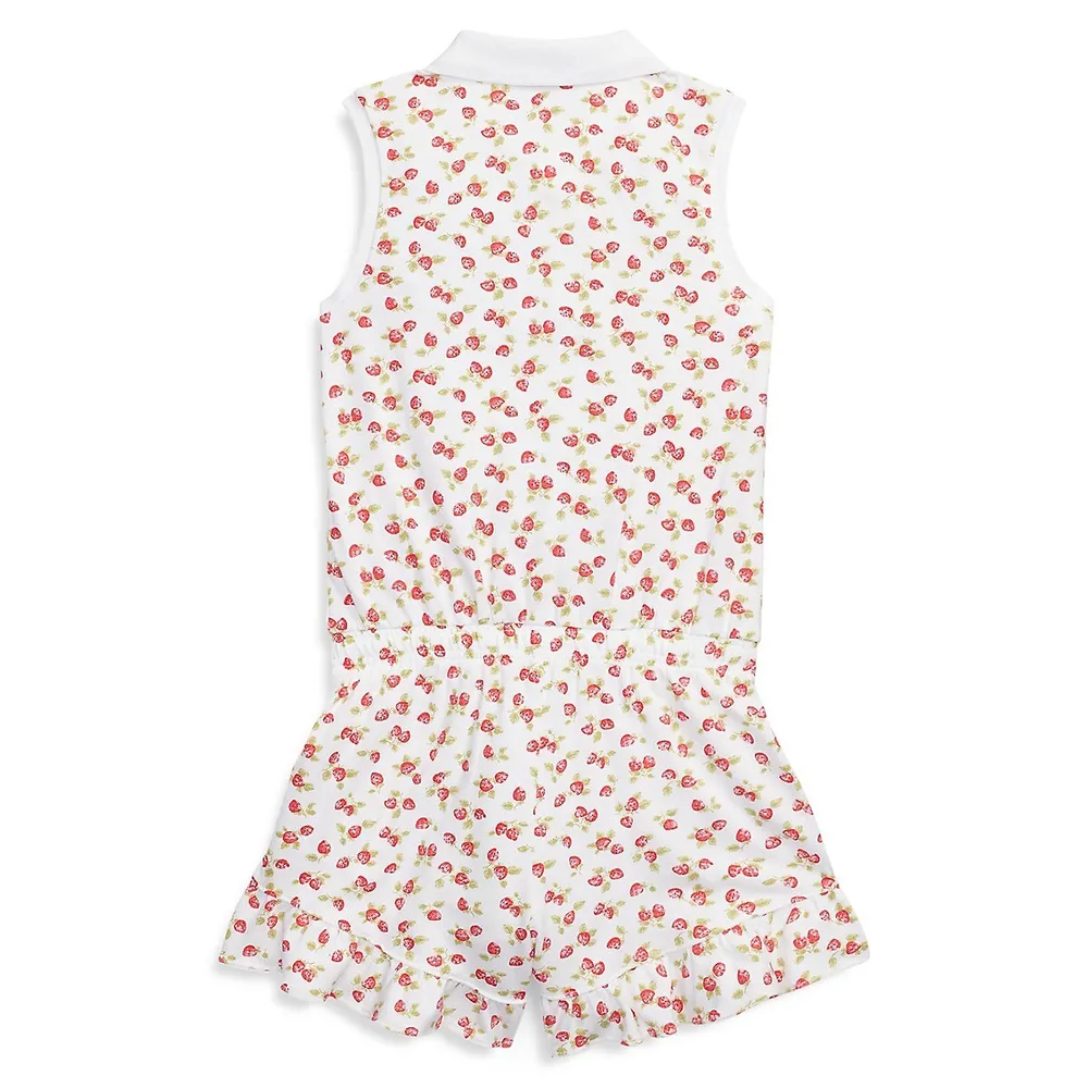 Combishort de style polo à imprimé fraises pour fille