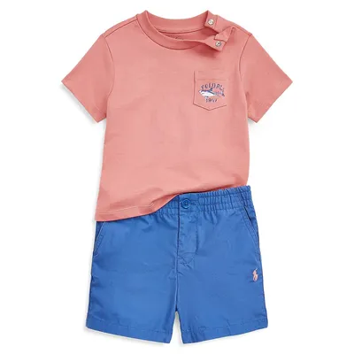 Ensemble t-shirt et short imprimé en jersey Polo Prepster pour bébé garçon, 2 pièces
