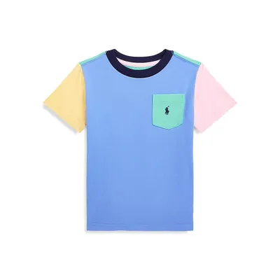 T-shirt à poche en coton aux couleurs contrastées pour petit garçon