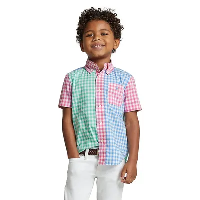 Chemise Fun à motif guingan aux couleurs contrastées pour petit garçon