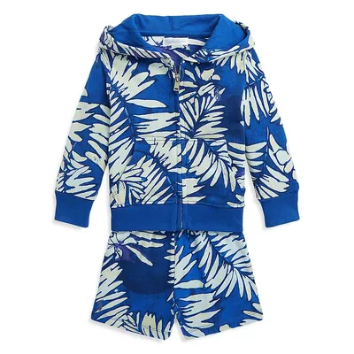 Baby Girl's 2-Piece Tropical Spa Terry Hoodie & Shorts Set