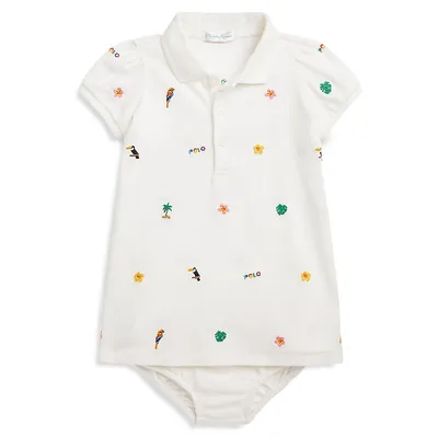 Baby Girl's Cotton Mesh Polo Dress