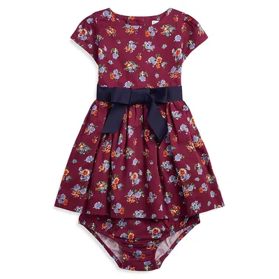 Baby Girl's Floral Sateen Dress and Bloomer Set