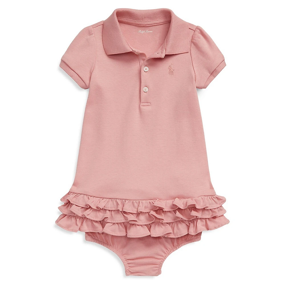 Baby Girl's Soft Cotton Polo Dress & Bloomer