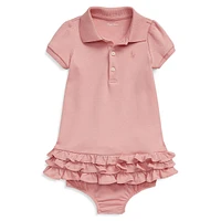 Baby Girl's Soft Cotton Polo Dress & Bloomer