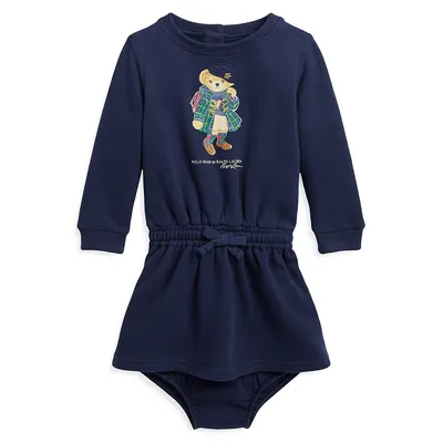 Baby Girl's Polo Bear Fleece Dress and Bloomer Set