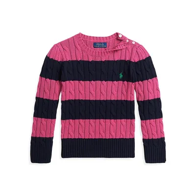 Little Girl's Striped Cable-Knit Sweater