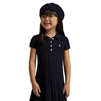 Robe pull polo en maille torsadée pour petite fille