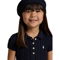 Robe pull polo en maille torsadée pour petite fille