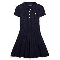 Robe pull polo en maille torsadée pour petite fille