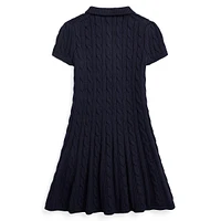 Little Girl's Cable-Knit Polo Sweater Dress