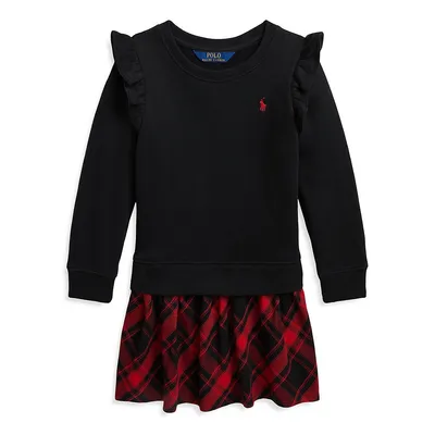 Little Girl's Plaid Fleece Sweatshirt Dress