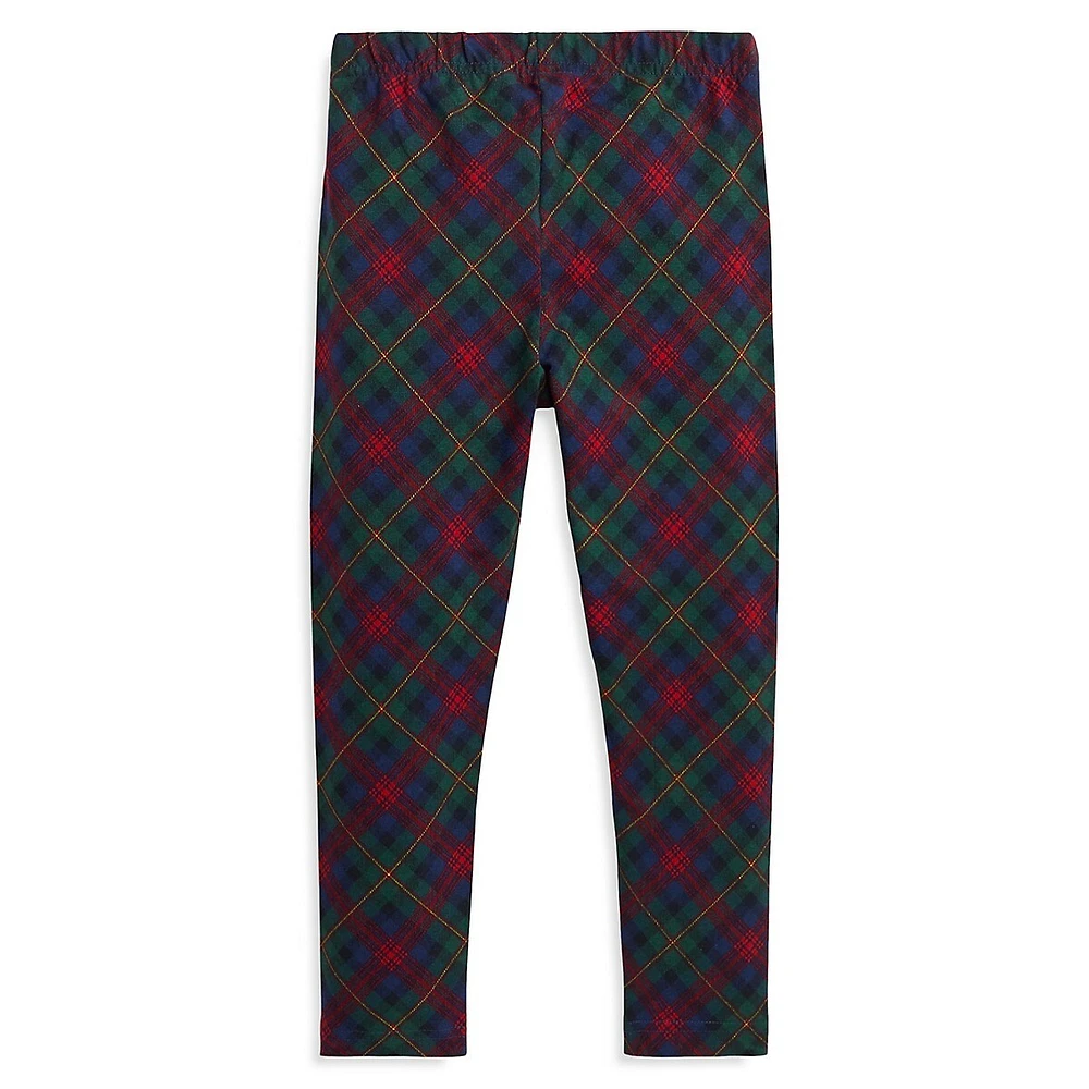 Little Girl's Plaid Stretch Jersey Leggings