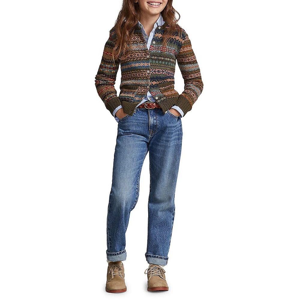 Girl's High-Rise Straight-Fit Jeans