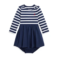Baby Girl's Striped Stretch Ponte Dress & Bloomers
