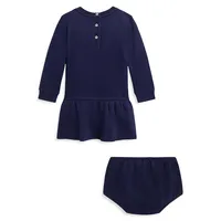 Baby Girl's Polo Bear Dress & Bloomers Set