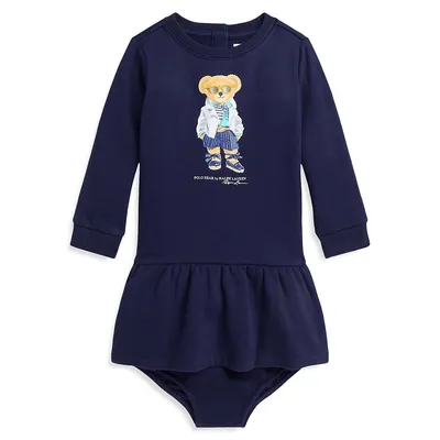 Baby Girl's Polo Bear Dress & Bloomers Set
