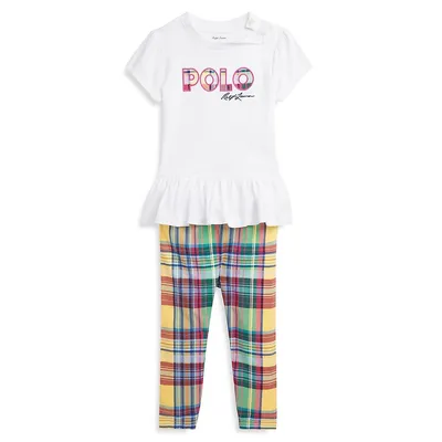Baby Girl's 2-Piece T-Shirt & Madras Leggings Set