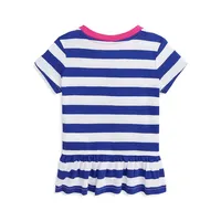 Baby Girl's Polo Bear Striped Peplum T-Shirt