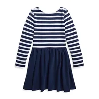 Little Girl's Striped Stretch Ponte Dress