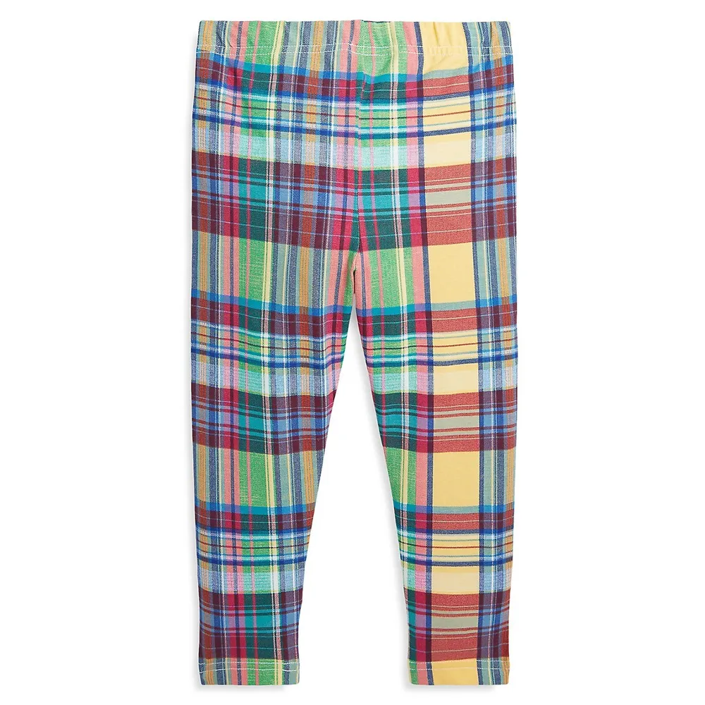 Little Girl's Madras-Print Stretch Jersey Leggings