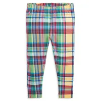 Little Girl's Madras-Print Stretch Jersey Leggings