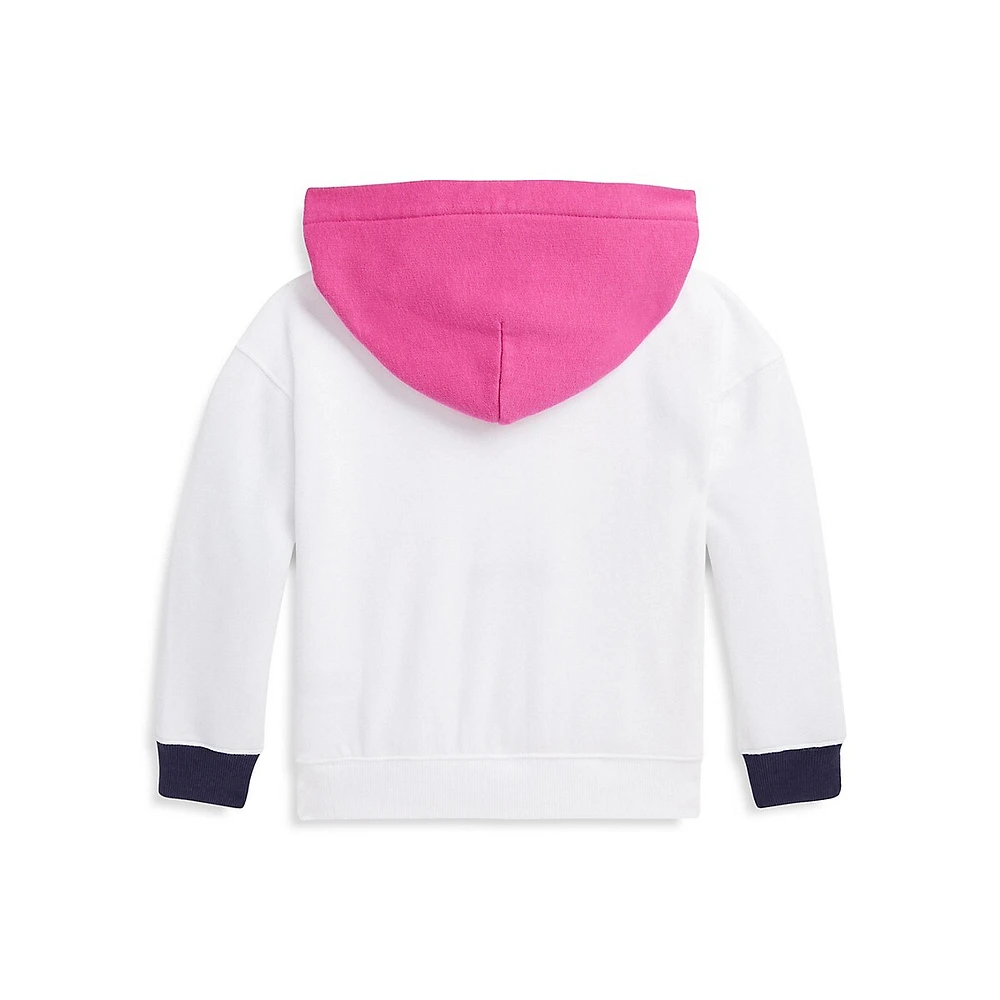 Chandail à capuchon en molleton avec ourson Polo pour fillette