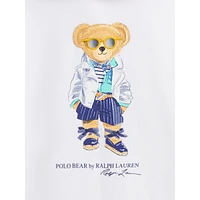 Chandail à capuchon en molleton avec ourson Polo pour fillette