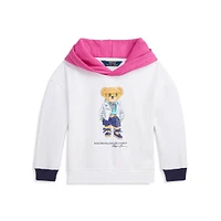 Chandail à capuchon en molleton avec ourson Polo pour fillette