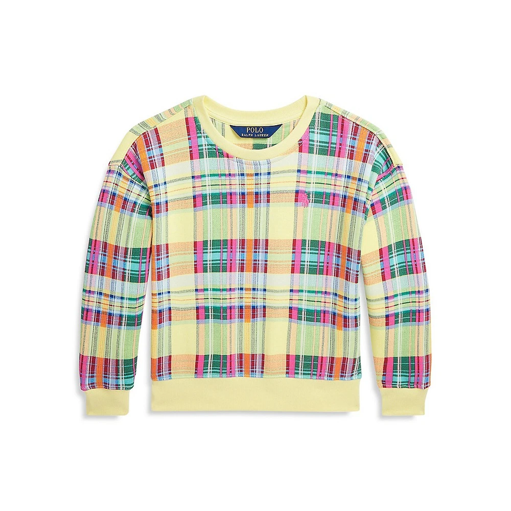 Little Girl's Plaid French Terry Sweatshirt